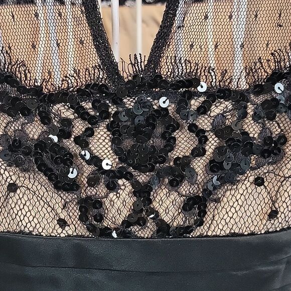 BCBGMAXAZRIA sleeveless scalloped lace trim silk midi dress Women's Size 2 - Picture 8 of 14